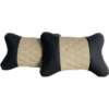 Premium Leather Car Headrest Pillows - quilted leather - beige