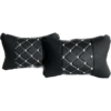 Leather Car Headrest Pillows - quilted leather - white threads